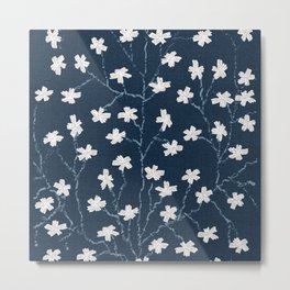 Indigo Tie Dye Fabric Flower Patterns Metal Print | Handmade, Craft, Dots, Patterns, Flower, Indigo, Abstract, Embroidery, Retro, Tiedye 