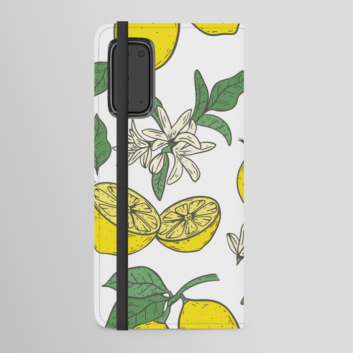 Tropical Yellow Lemon Fruits and Green Leaves Android Wallet Case
