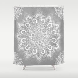 Gray Boho Mandala Flower Shower Curtain