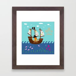 Little Captain Pirate Octopus Framed Art Print