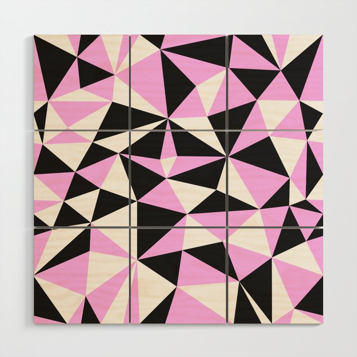 Black and Purple Triangle Pattern Wood Wall Art