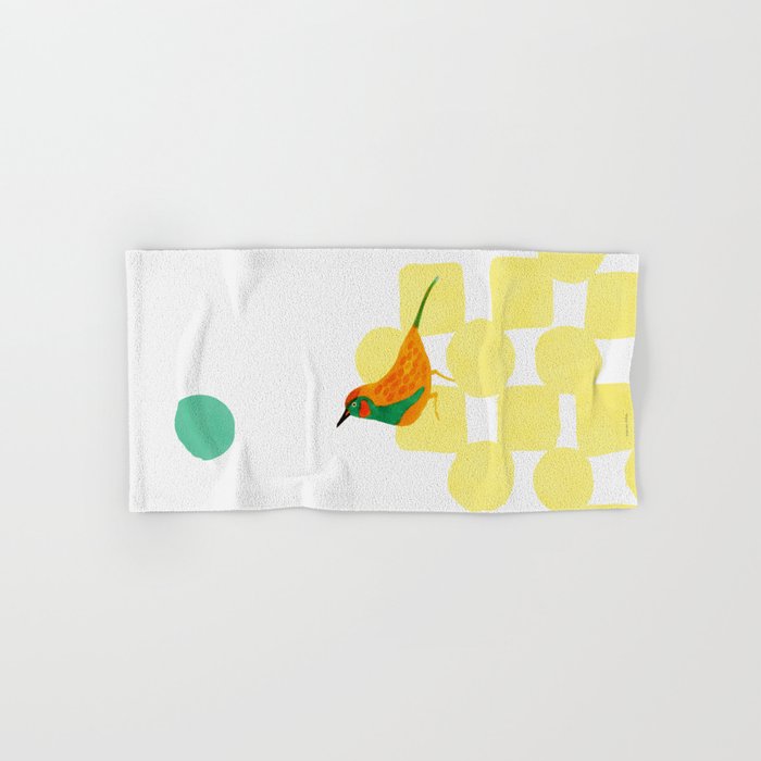 Hopping Bird - Orange and Yellow and Green Hand & Bath Towel