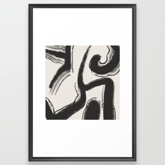 Black and white decorative abstract square 03 Framed Art Print