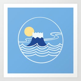 Minimalist Ocean Great Wave mount Fuji Art Print