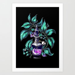 Belladonna and potion bottle  Art Print