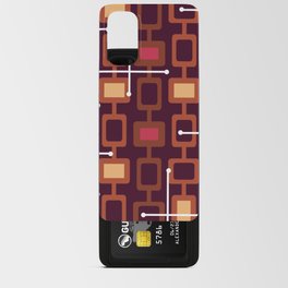 Retro 1950s Geometric Pattern Burgundy Android Card Case