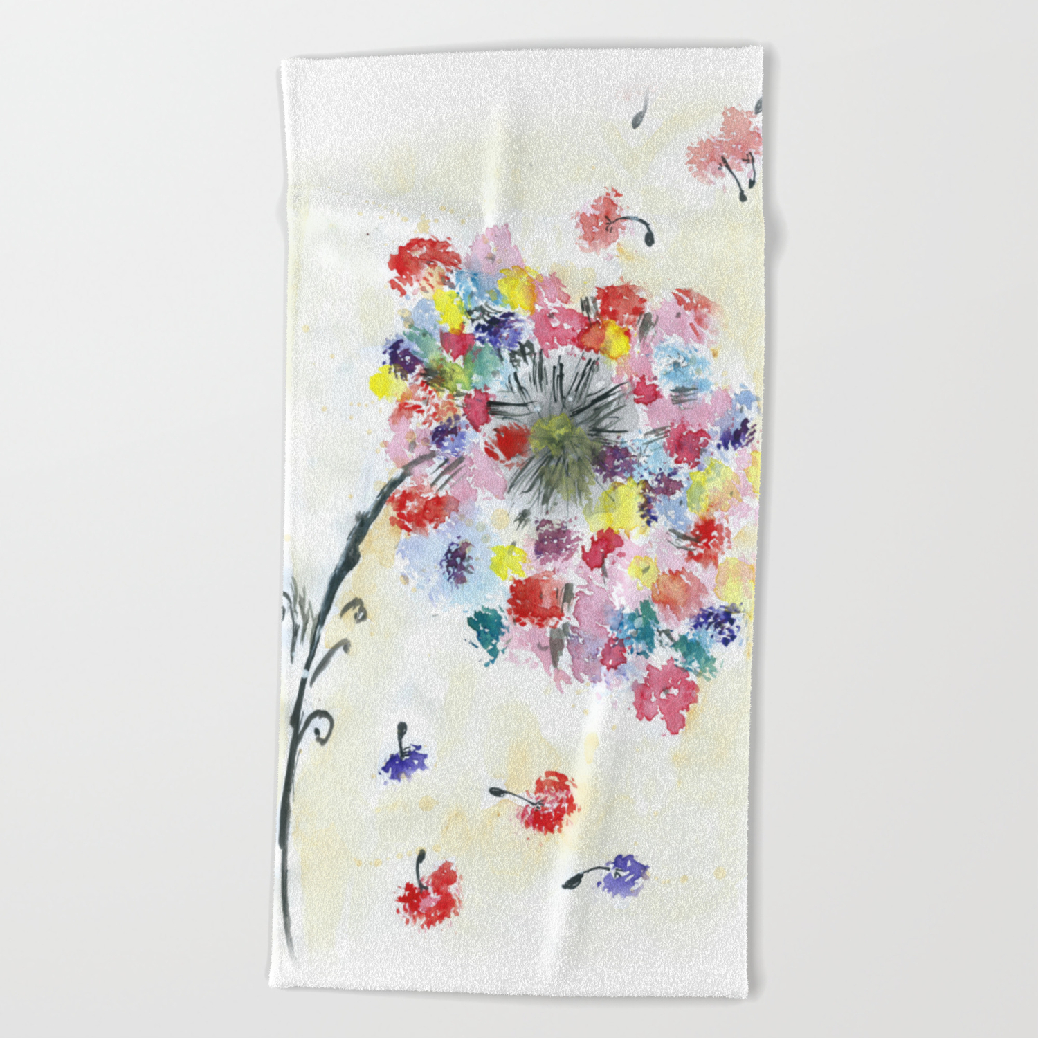 Dandelion Watercolor Illustration Rainbow Colors Summer Free