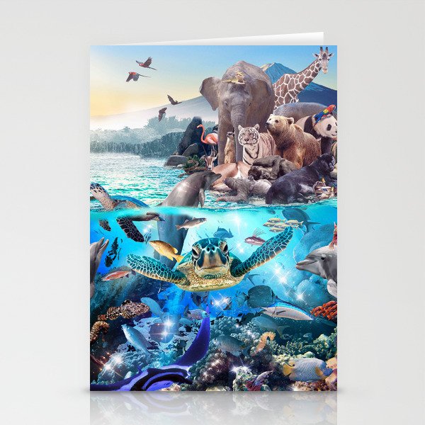 Ocean African Japanese Animal Animals Group Scene Stationery Cards