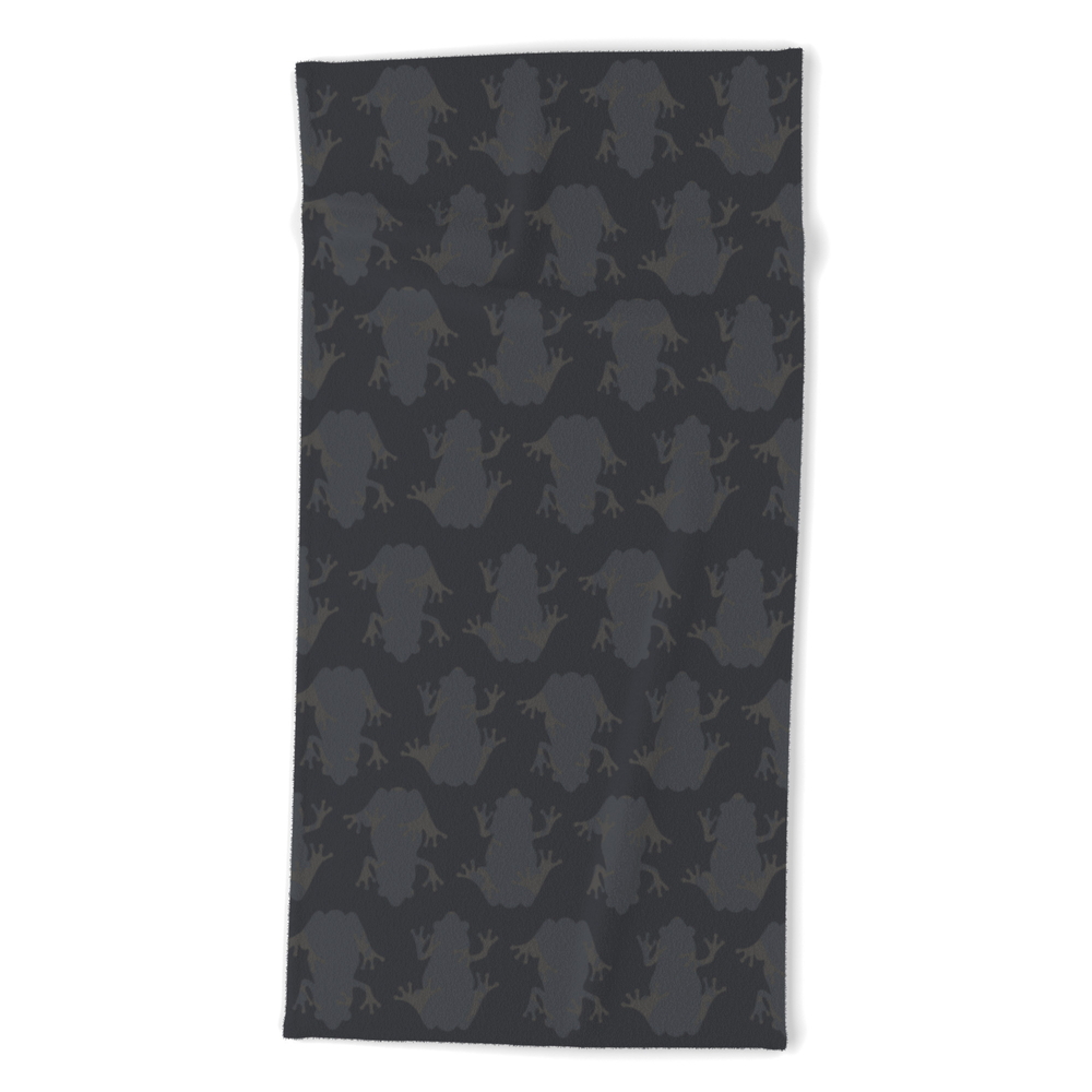 Charcoal Gray Muted Camouflage Slate Blue Frog Pattern Beach Towel by adriannagrezak