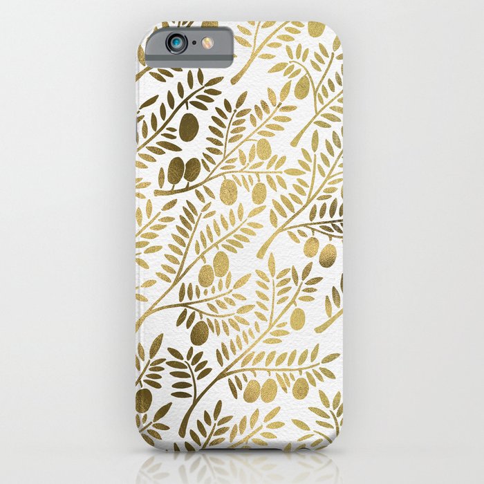 Gold Olive Branches iPhone Case