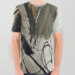 Drift [5]: a neutral abstract mixed media piece in black, white, gray, brown All Over Graphic Tee