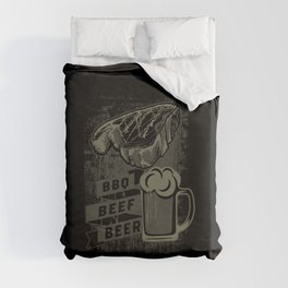 Authentic BBQ Beef Beer Grunge Illustration Duvet Cover