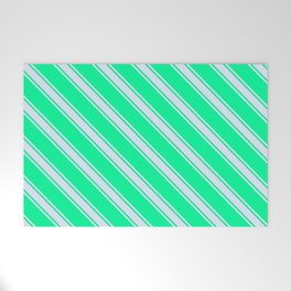 [ Thumbnail: Green & Lavender Colored Lined Pattern Welcome Mat ]