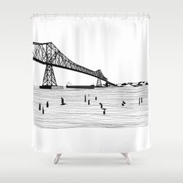 Gateway to the Sea by Seasons Kaz Sparks Art Print. Astoria Megler Bridge Oregon & Washington Shower Curtain