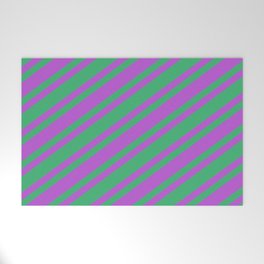 [ Thumbnail: Orchid & Sea Green Colored Stripes/Lines Pattern Welcome Mat ]