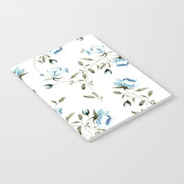 Peonies in White/Blue Notebook