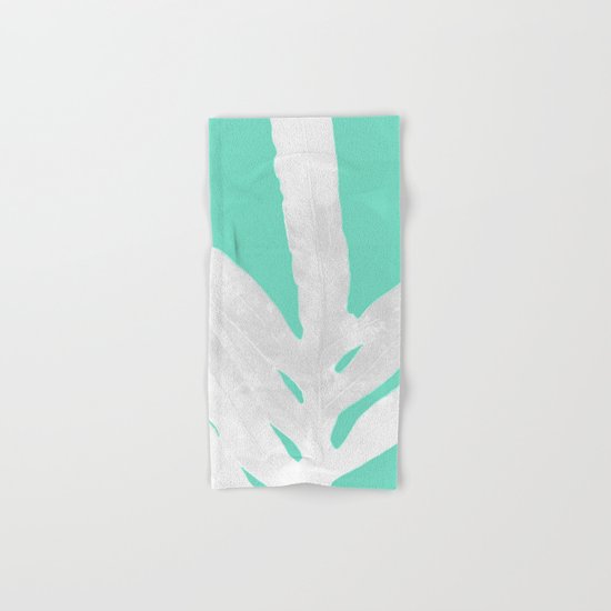 Green Fern on Ice Mint Green Inverted Silver Hand & Bath Towel