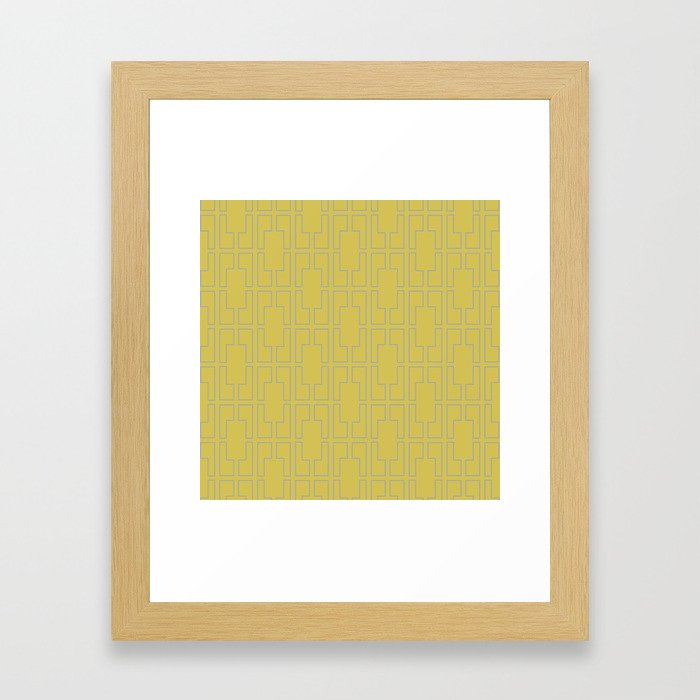 Simply Mid-Century Retro Gray on Mod Yellow Framed Art Print