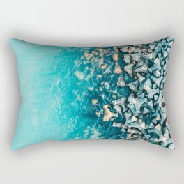 Abstract Turquoise Ocean, Aerial Blue Sea Print, Large Ocean Poster, Coastal Wall Art, Beach Decor Rectangular Pillow