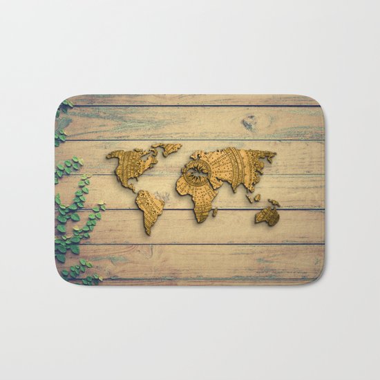 Vintage World Map Bath Mat