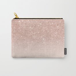 Rose gold faux glitter pink ombre color block Carry-All Pouch