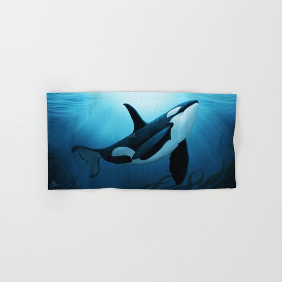 "The Dreamer" by Amber Marine ~ Orca / Killer Whale Art, (c) 2015 Hand & Bath Towel