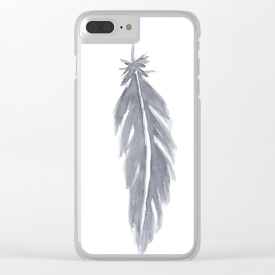 Black watercolor feathers Clear iPhone Case