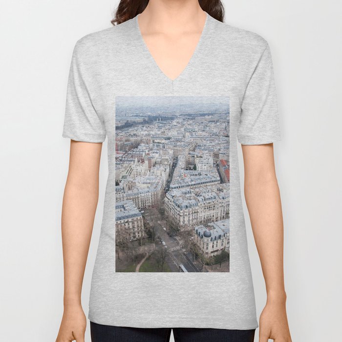 Paris aerial view V Neck T Shirt