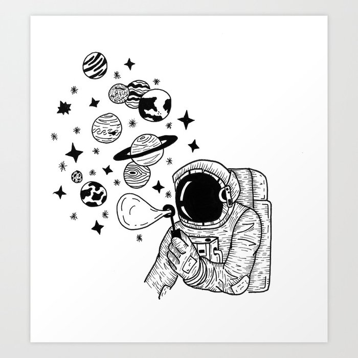 Astronaut Blowing Bubbles Art Print By Voyagerart Society6
