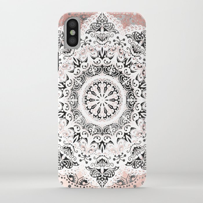 Dreamer Mandala White On Rose Gold iPhone Case