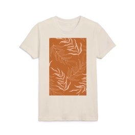 Burnt Orange Botanical Pattern Kids T Shirt
