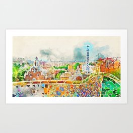 Barcelona, Parc Guell Art Print