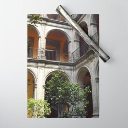 Mexico Photography - Beautiful Garden Surrounded By Mexican Architecture Wrapping Paper