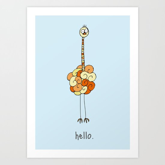 Hello Ostrich Art Print