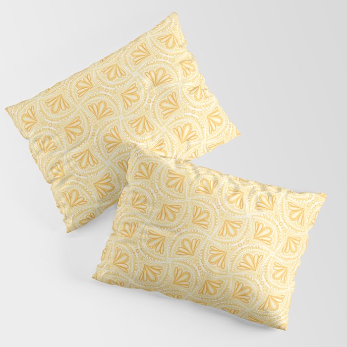 Textured Fan Tessellations in Warm Sunny Yellow Pillow Sham