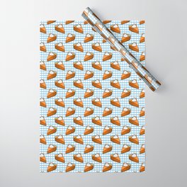 Pumpkin Pie on Blue Gingham Thanksgiving Wrapping Paper | Gingham, Cottage, Pumpkin Pie, Country, Bakery, Baking, Baker, Holiday, Pumpkin, Fall 