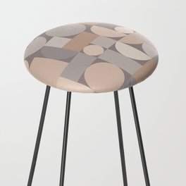 Retro Geometric Abstract Art Taupe 2 Counter Stool