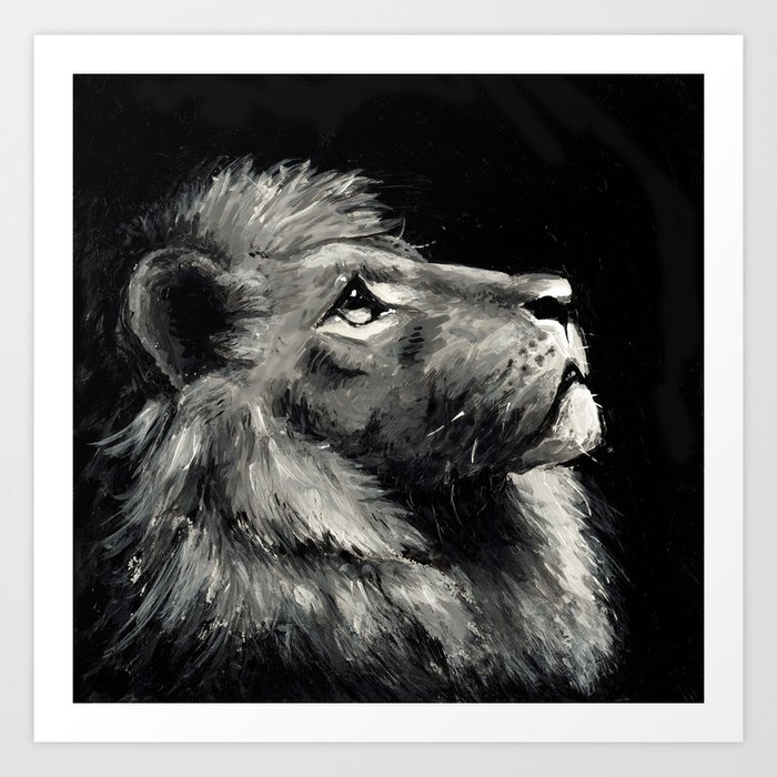 Lion Hold Your Head High Painting Illustration Lion Art Print