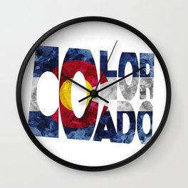 Colorado Typographic Flag Map Art Wall Clock
