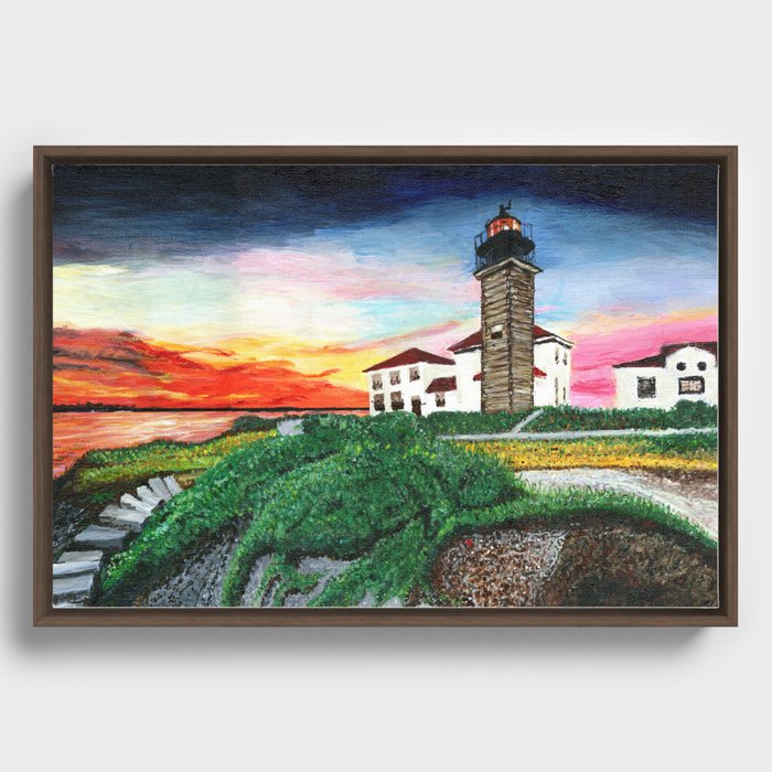 Beavertail Lighthouse Jamestown Rhode Island Framed Canvas