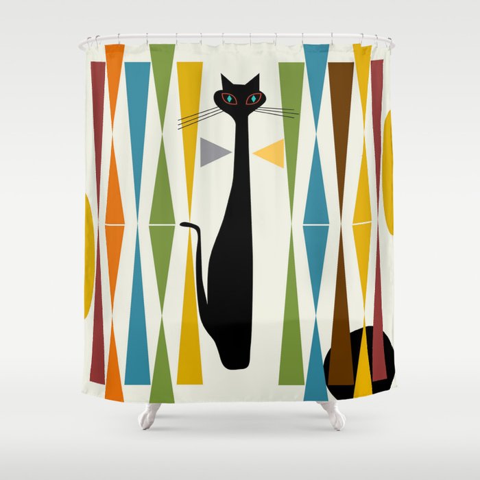 Mid-Century Modern Art Cat 2 Shower Curtain