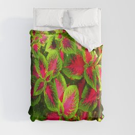 Pink Green Coleus Tropical Duvet Cover