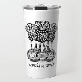emblem of India. Travel Mug
