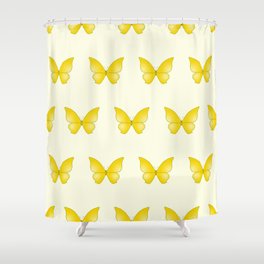 Seamless texture. Orange butterflies on a yellow background Shower Curtain
