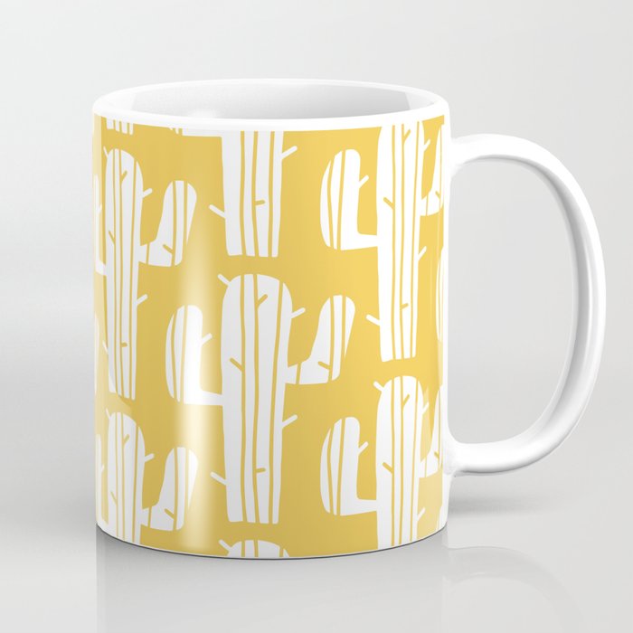 Mid Century Modern Desert Cactus Pattern 835 Yellow Coffee Mug