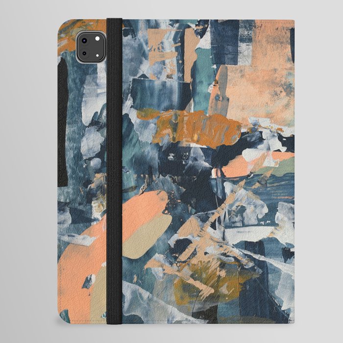 Crowded Streets: A pretty abstract painting in blue pink and white by Alyssa Hamilton Art iPad Folio Case