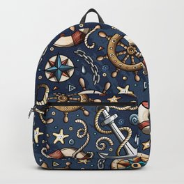 Nautical Cartoon Patterns For Ocean Lovers Backpack