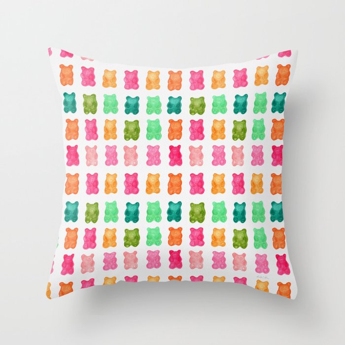 Gummy Bears Colorful Candy Throw Pillow