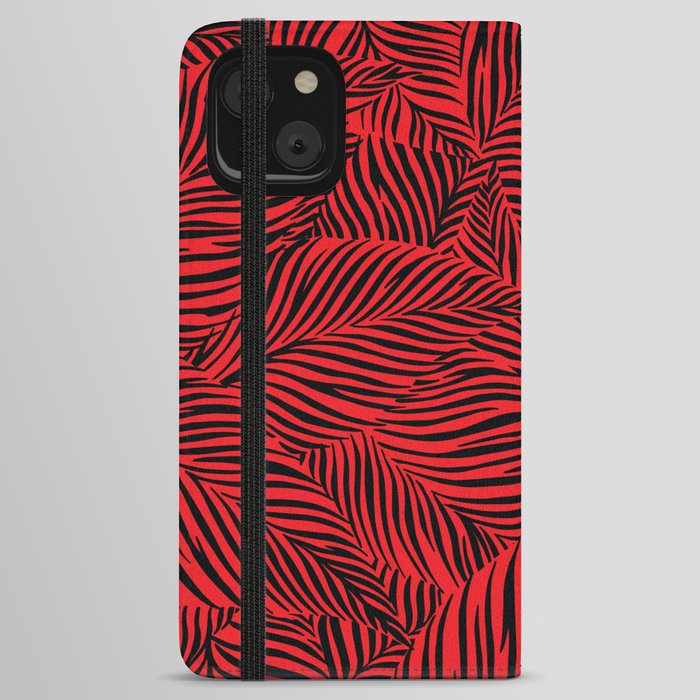 Red Abstract leaf pattern, Digital Illustration background iPhone Wallet Case