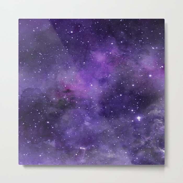 Purple Watercolor Space Pattern Metal Print